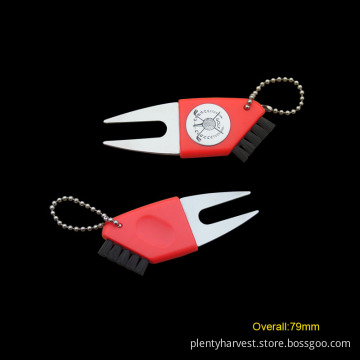 Golf Divot Tool with Brush & Ball Chain (#683)